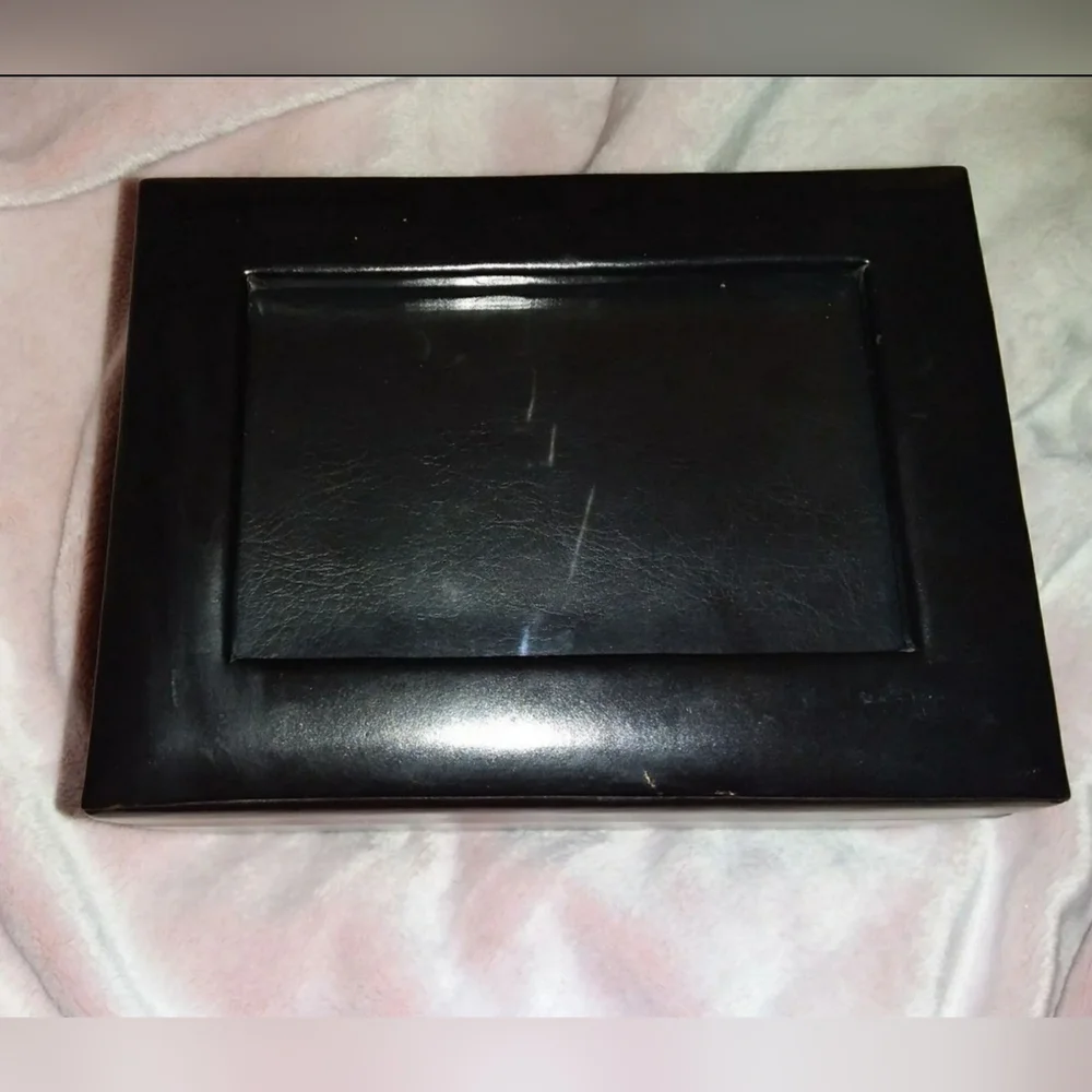 Vintage 1998 Restoration Hardware Black Leather Picture Box Storage Home Decor
